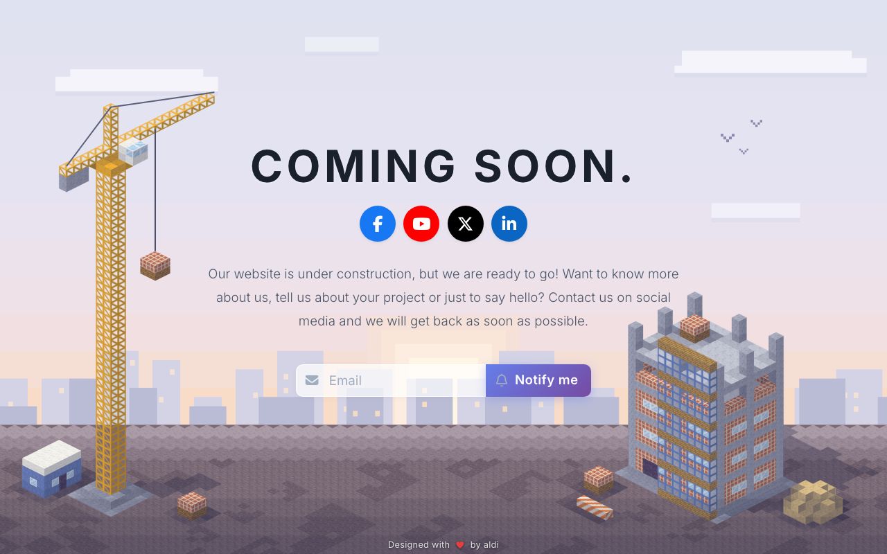 Screenshot of the Coming Soon template
